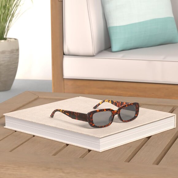 Trendy Rectangle Dark Leopard Sunglasses Women Men Retro Square Fashion Shades - Picture 2 of 9